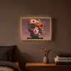 Vrouw - Donuts - Kleurrijk Light Box met batterij (Wandlamp) middel -sfeer4
