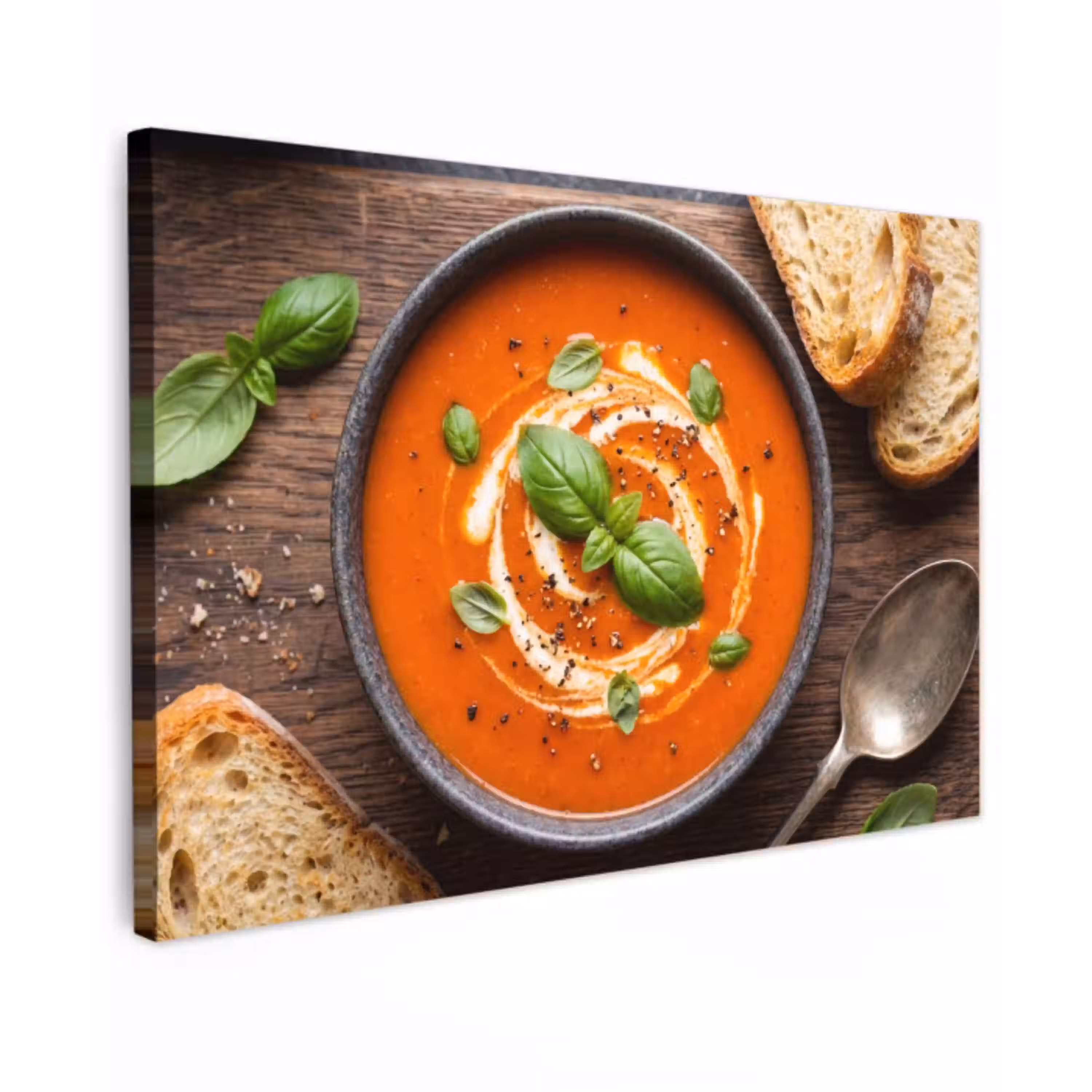 Eten - Soep - Basilicum - Rustiek - Rood canvas 2cm klein -z3d