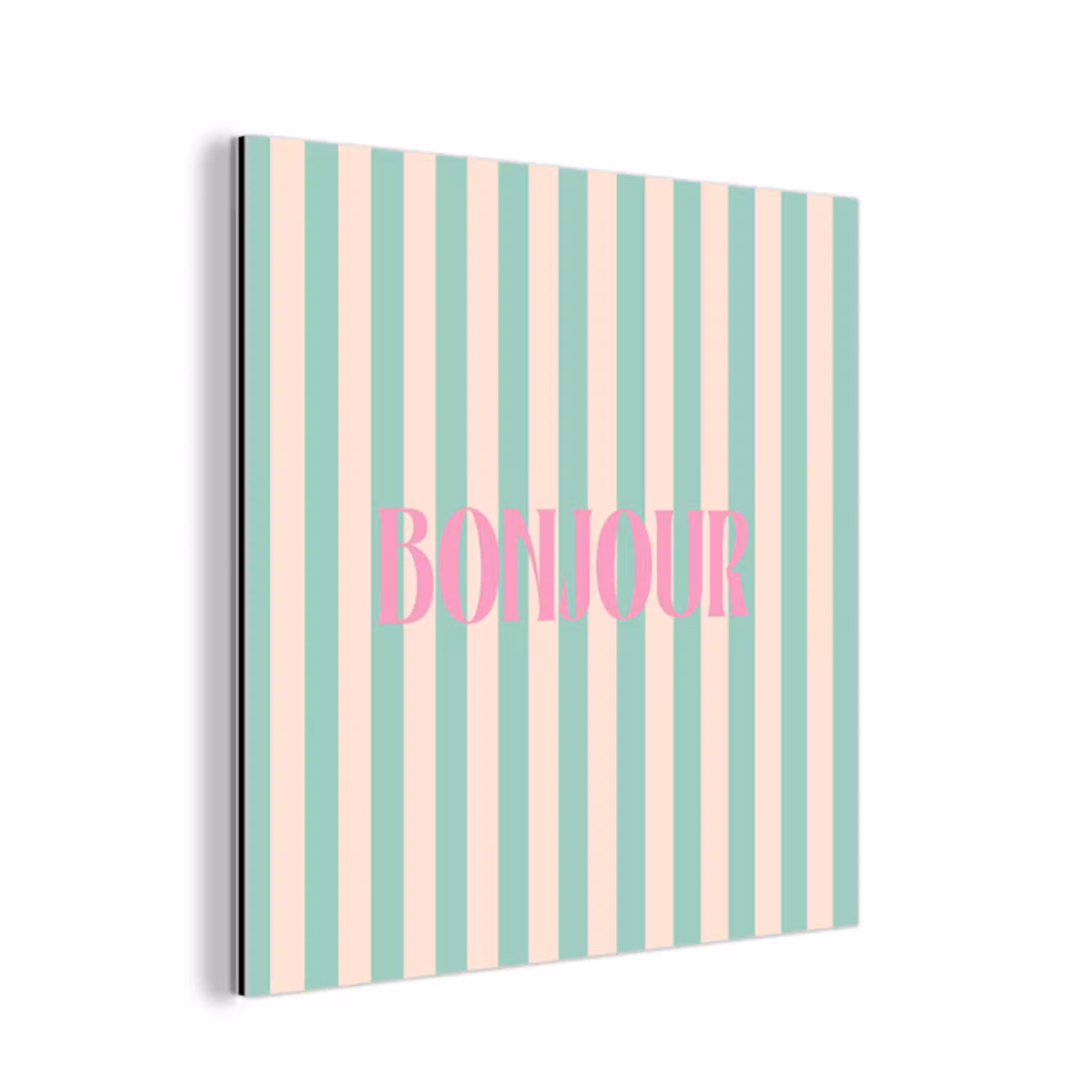 Roze - Groen - Strepen - Bonjour aluminium wit klein -3d