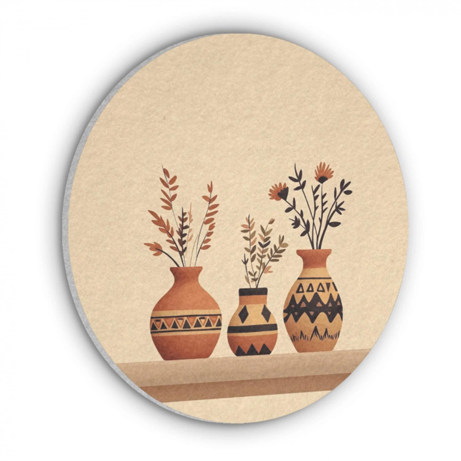 Vazen - Bloemen - Bladeren - Minimalistisch Akoestische PET Vilt - Rond klein -3d