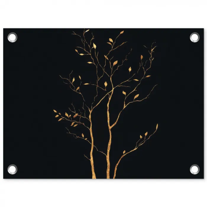 Takken - Blaadjes - Zwart tuinposter los doek klein -3d