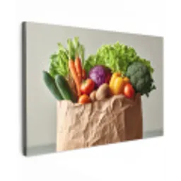 Papieren - Boodschappen - Groente - Kleurrijk Tuinposter op houten frame 2 cm dik klein -3d