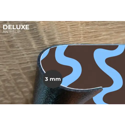 Kronkelende lijnen - Blauw - Bruin - Minimalistisch Placemat vinyl groot 368 -closeup