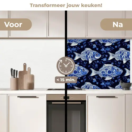 Vissen - Bloemen - Blauw keuken achterwand 2 middel 871 -voor-na2_NL