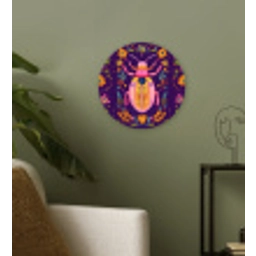 Kever - Felgekleurd - Bloemen - Bladeren Wandcirkel kunststof plaat 5mm dik klein -sfeer3