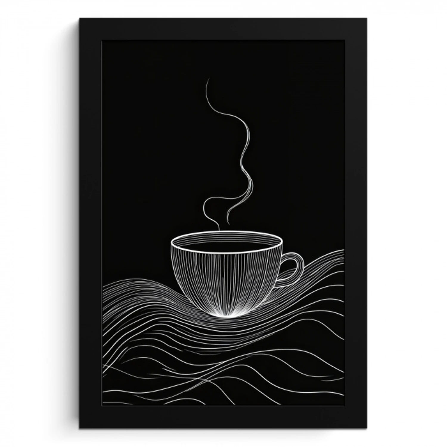 Lijntekening - Koffiekop - Zwart KitchenYeah - Keuken - Fotolijst klein -3d