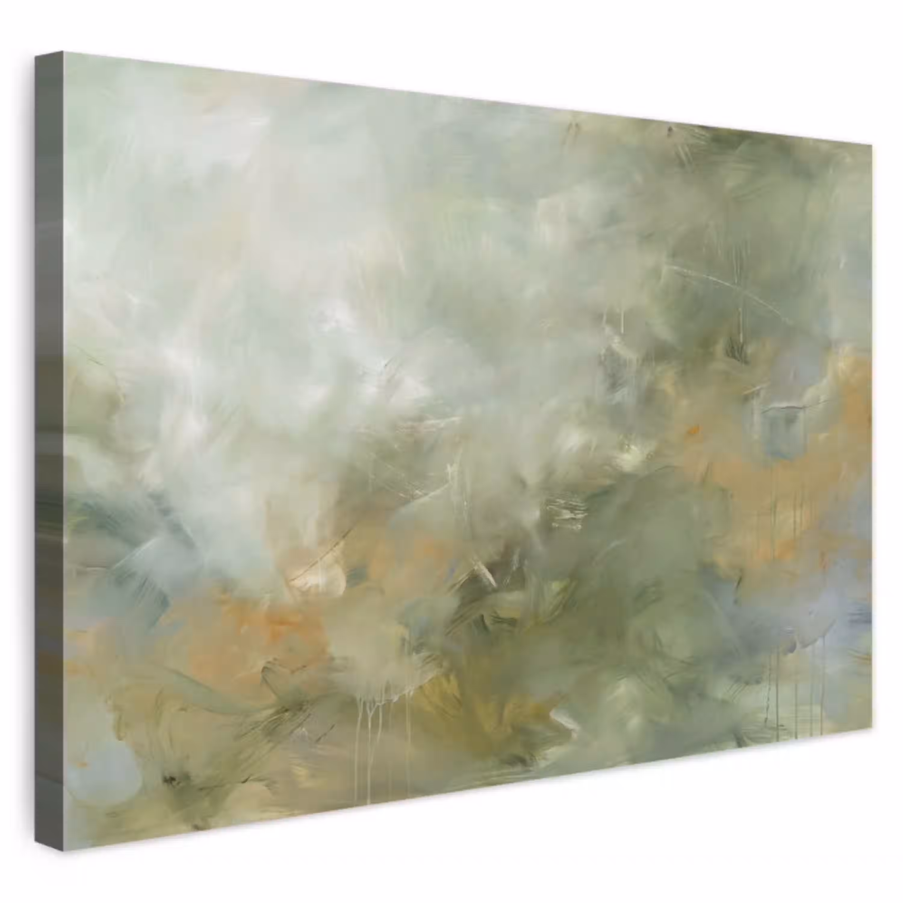 Abstract - Groen - Beige - Modern - Kunst Tuinposter op houten frame 2 cm dik klein -3d