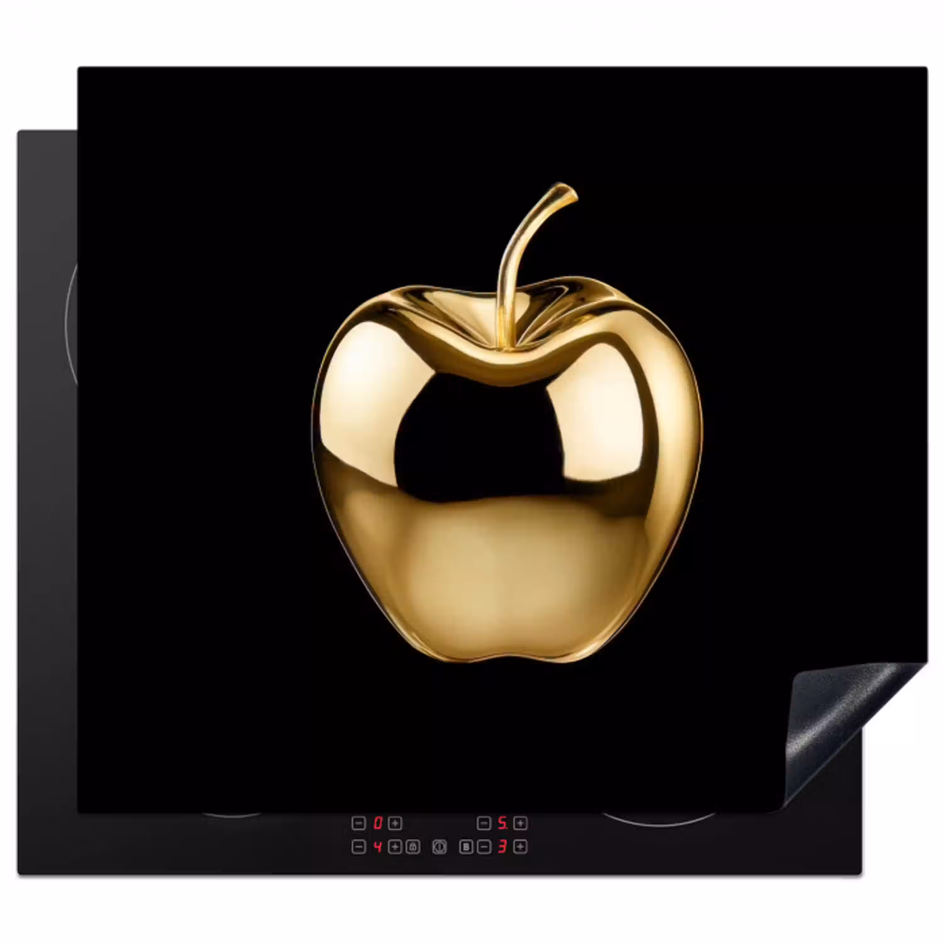 Appel - Goud - Chrome - Zwart Inductie beschermer vinyl 3mm middel -3d