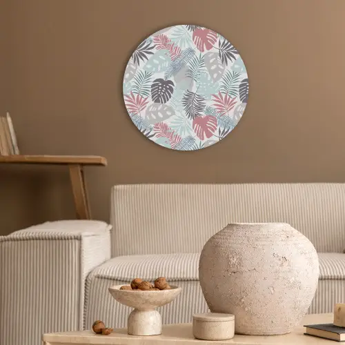 Bladeren - Jungle - Pastel - Tropisch Akoestische PET Vilt - Rond klein -sfeer1