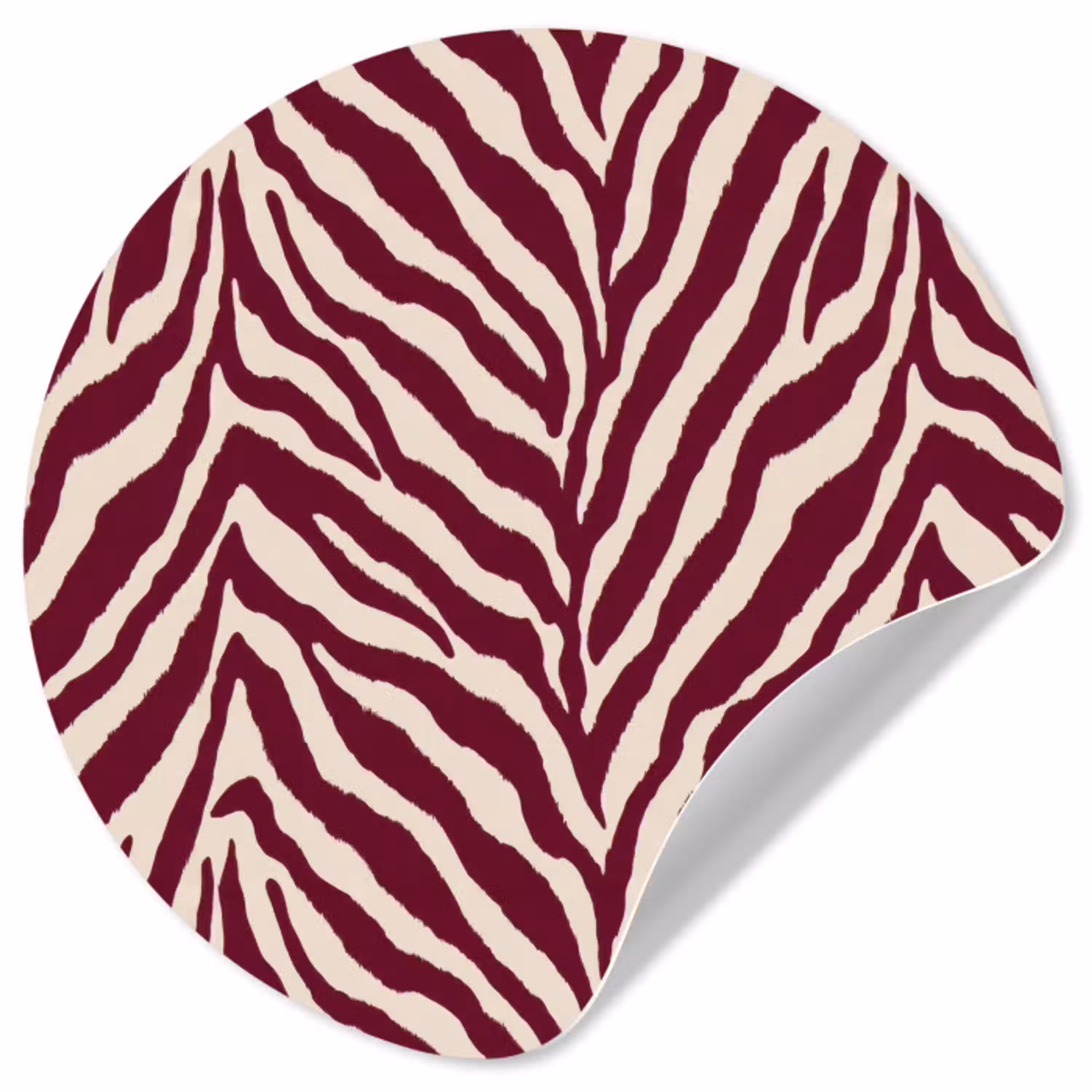Zebra - Motief - Bordeaux - Rood Wandcirkel behangsticker klein 186 -3d