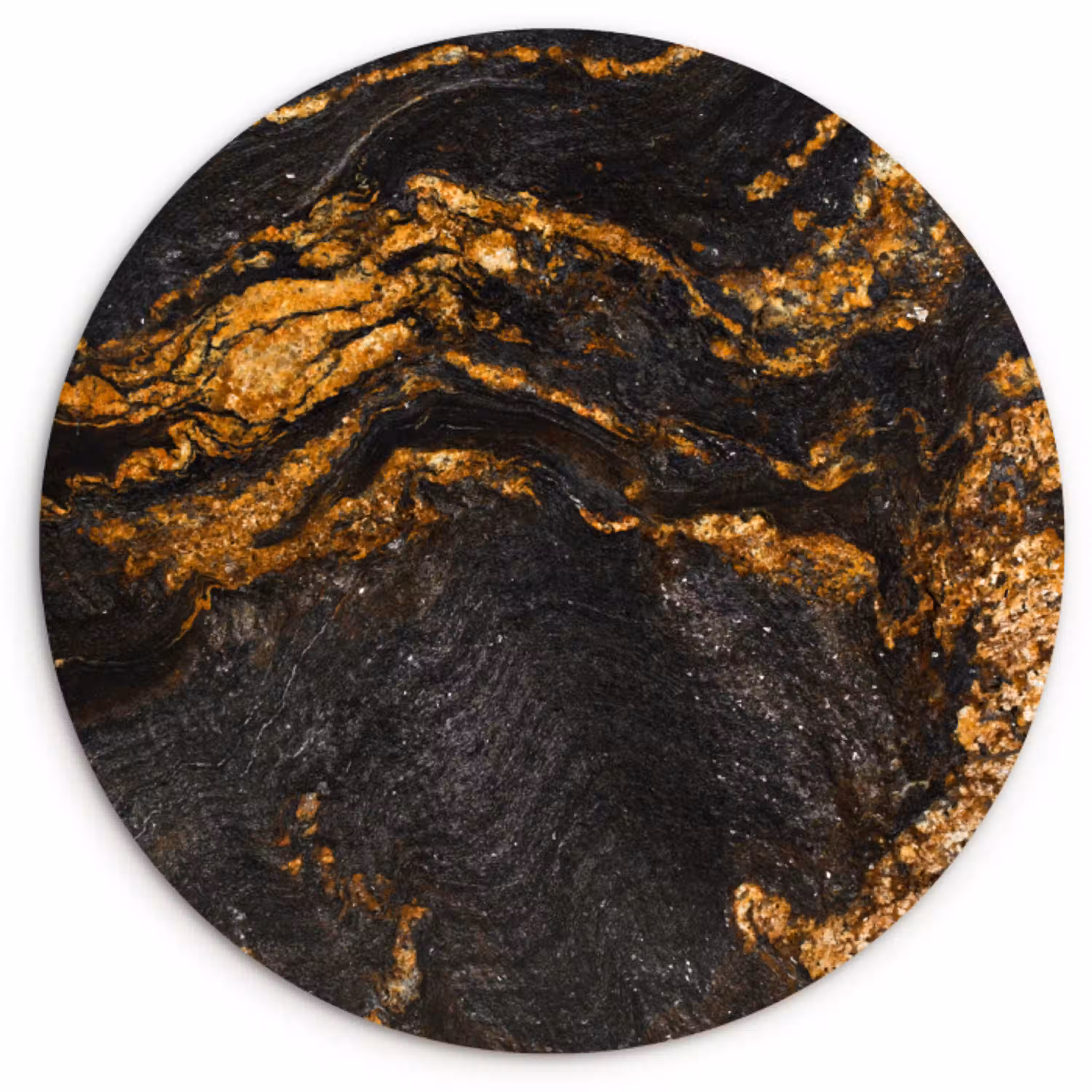 Marmer - Kalk - Zwart - Goud - Marmerlook - Luxe Wandcirkel kunststof plaat 5mm dik klein -3d
