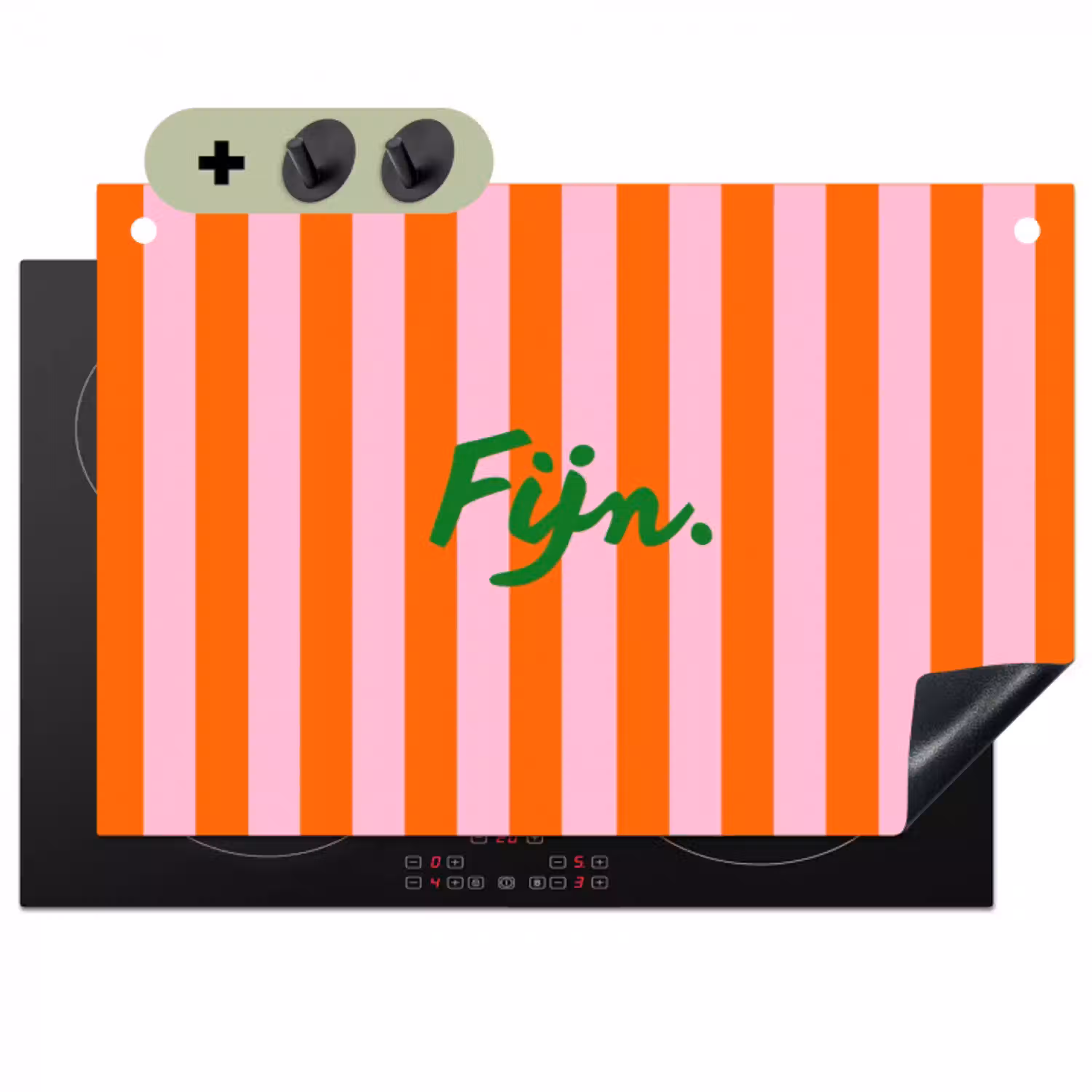 Patroon - Oranje - Fijn - Strepen Inductie beschemer met haakjes klein -3d