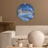 Winteravond - Kerstdorp - Donker Akoestische PET Vilt - Rond klein -sfeer1