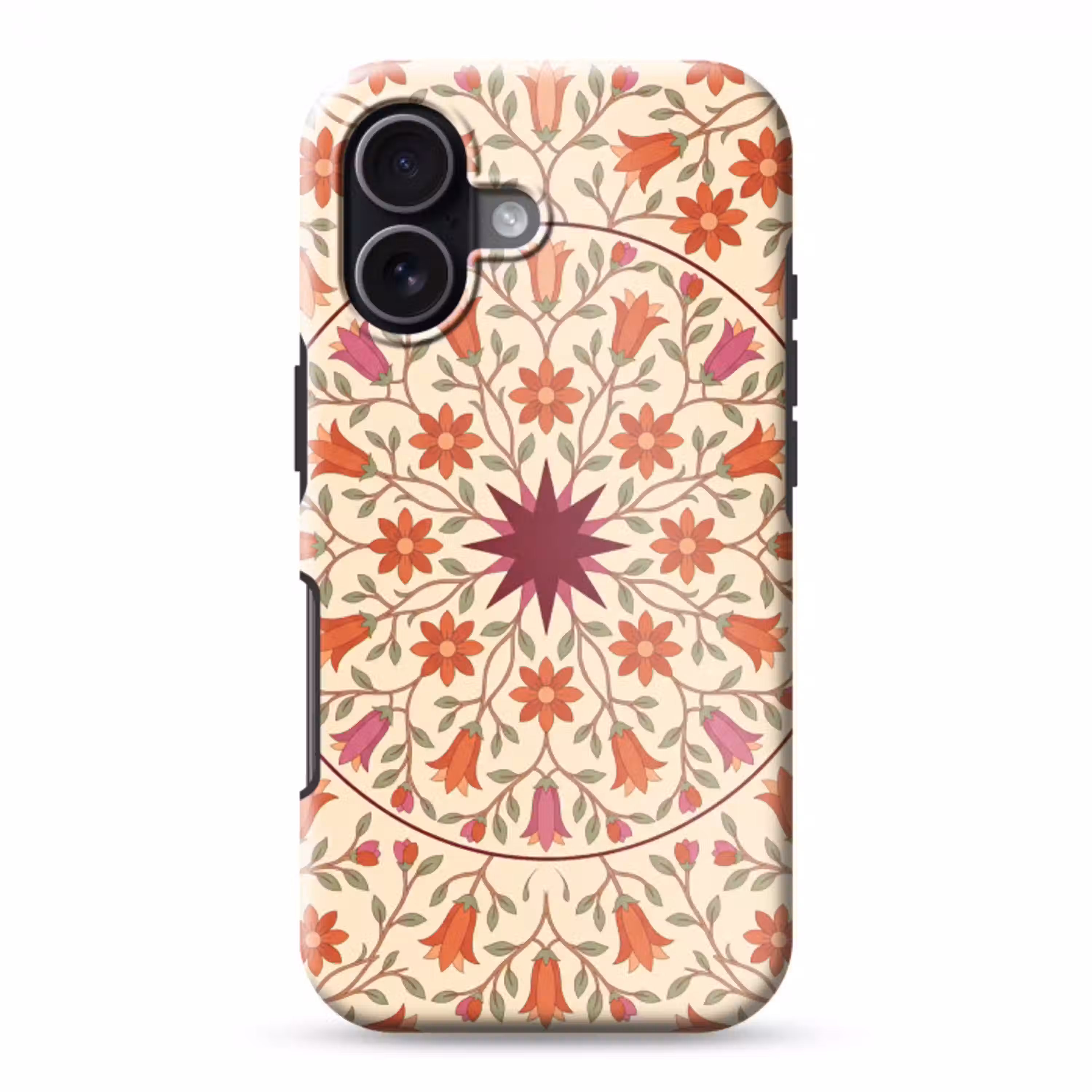 Bloemen - Mandala - Decoratief - Rood Toughcase MagSafe Apple iPhone 17 klein -3d