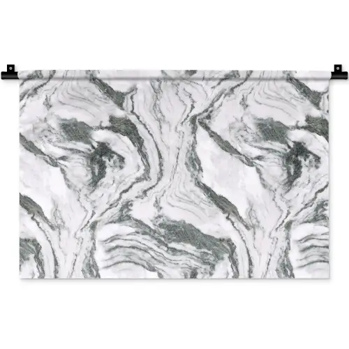 Wit - Marmer - Golvend - Grafiet Wandkleed katoen klein 269 -zz3d