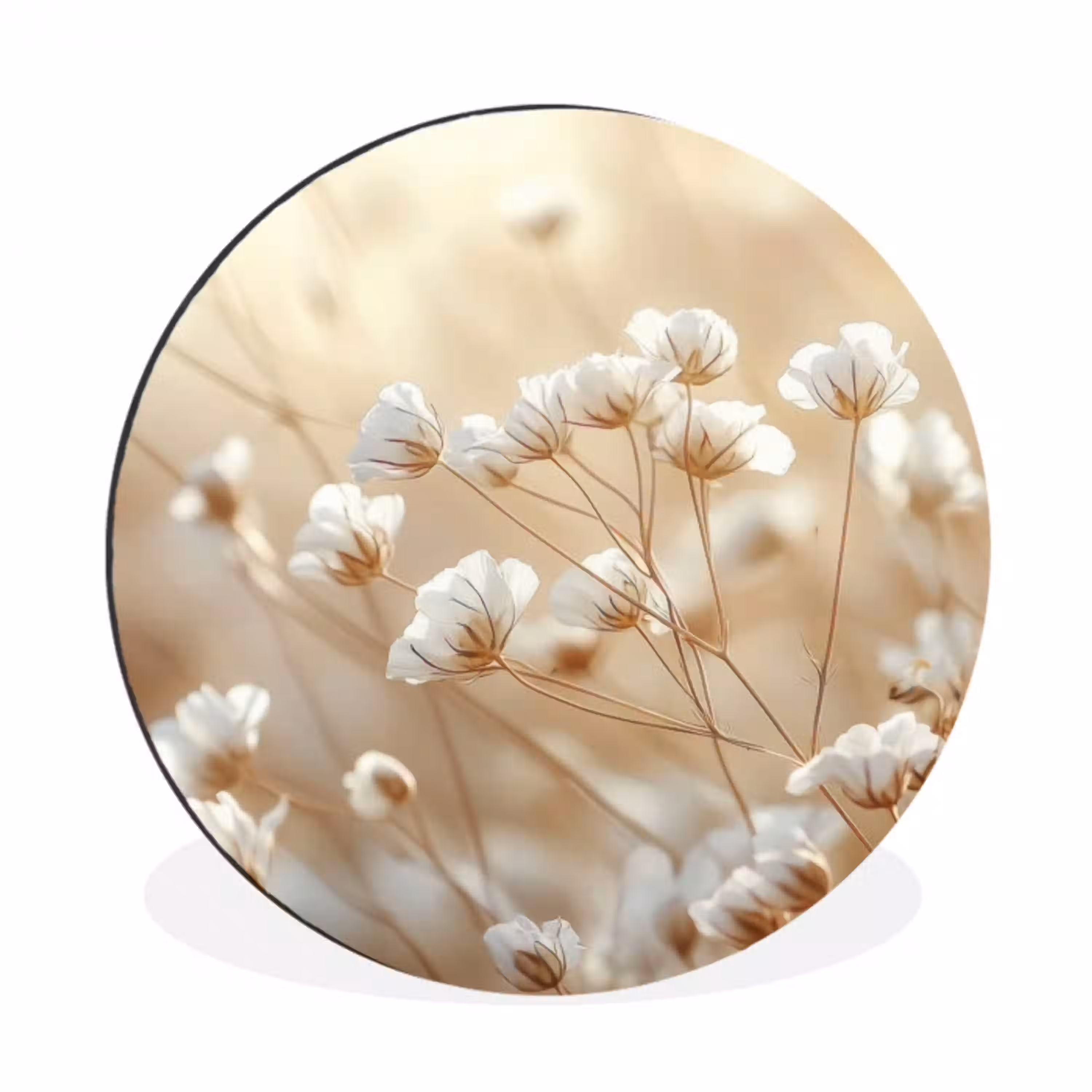 Wilde - Bloemen - Wit Wandcirkel aluminium klein -3d