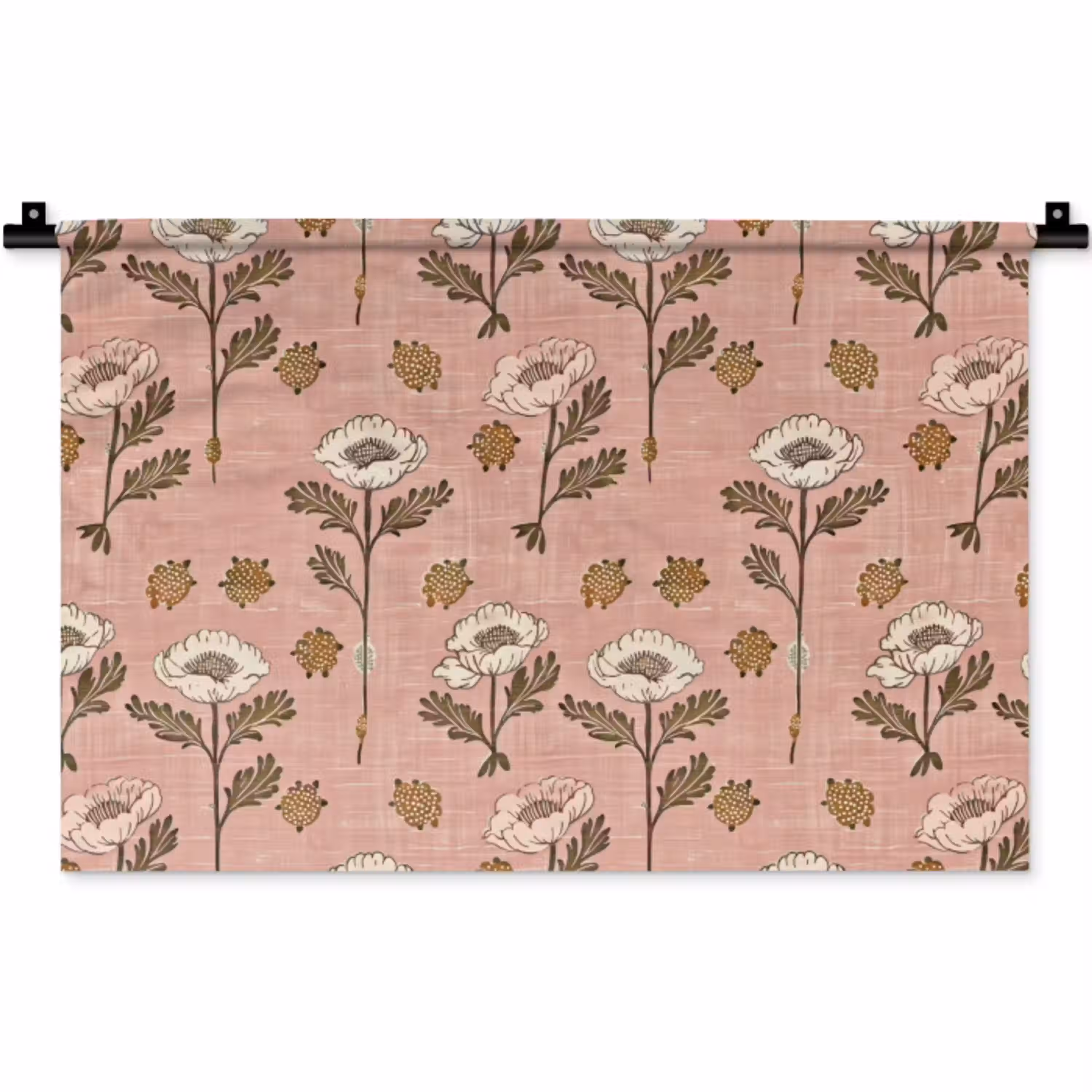 Roze - Bloemen - Vintage - Textuur Wandkleed katoen klein 269 -zz3d