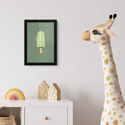 Groen - Waterijsje - Stokje - Illustratie fotolijst zwart zonder passe partout klein -usfeer4_kinderkamer