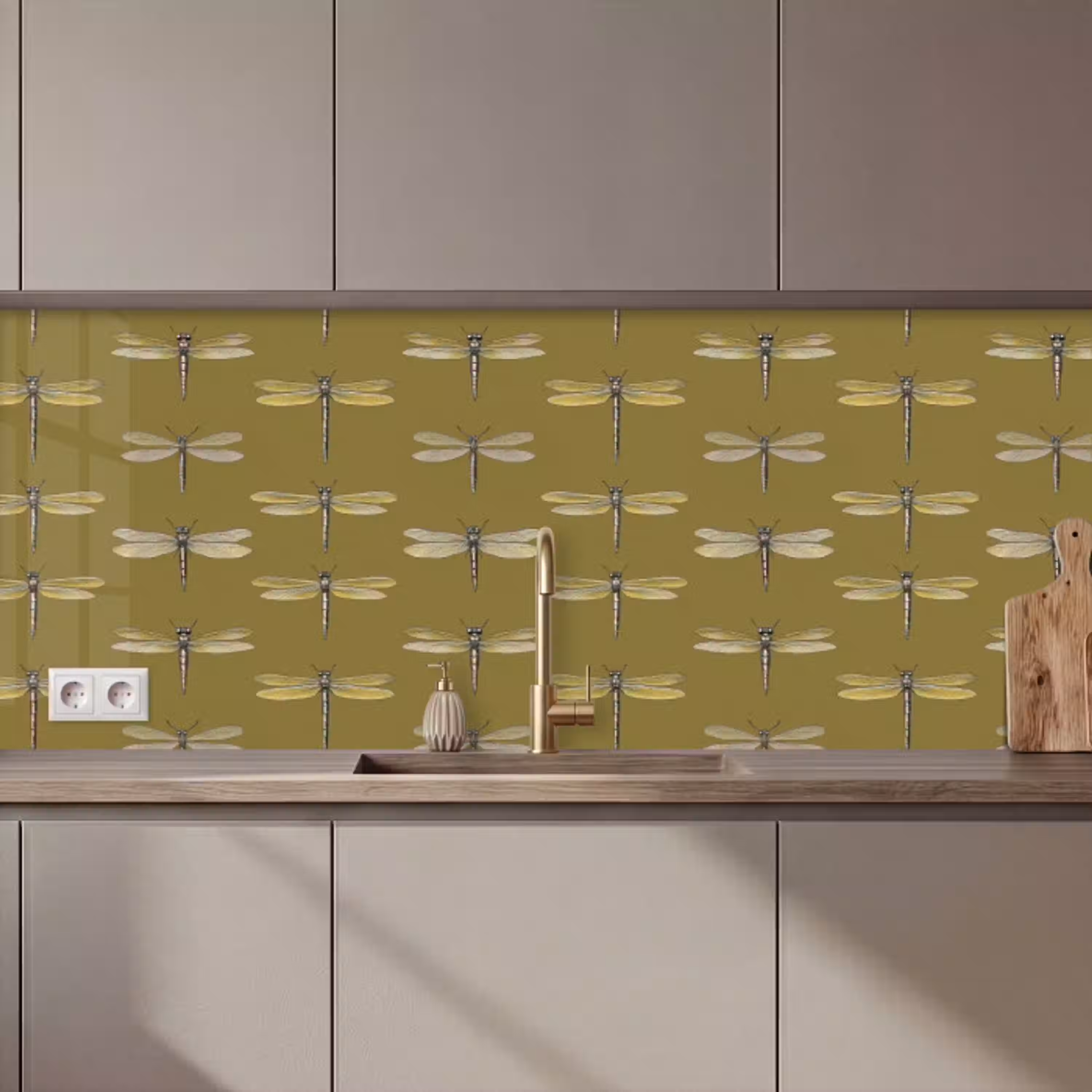 Libellen - Patroon - Groen keuken achterwand 2 middel 871 zz_3dshopping