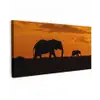 Olifanten - Savanne - Zonsondergang Tuinposter op houten frame 2 cm dik xxl -3d