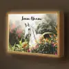 Paard - Wit - Bos - Bloemen - Planten Light Box met batterij (Wandlamp kind) middel -z3d_website
