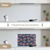 Disco - Blauw - Patroon keuken achterwand spatscherm klein 900 -voor_na_NL