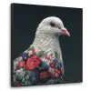Duif - Bloemen - Wit - Zwart Textielframe zwart klein -3d