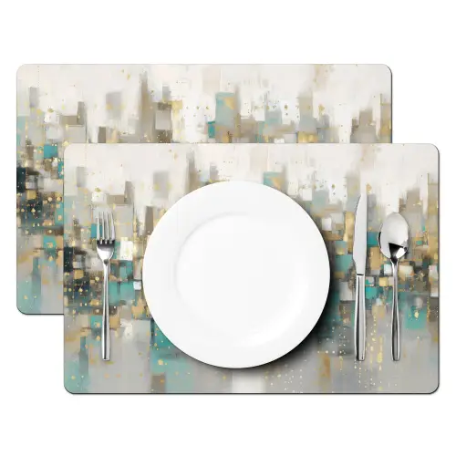 Abstract - Blokken - Goud - Skyline Placemat vinyl groot -zzsfeer2_Kitchenyeah-website