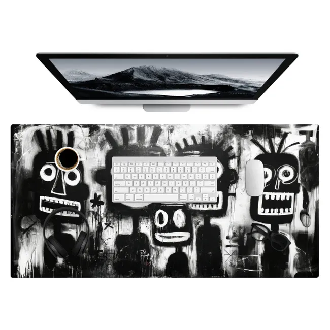Desk Mat - Painting - Figures - Black - Abstract