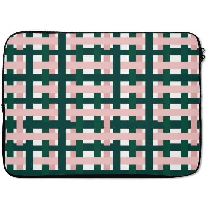 Vlechtpatroon - Groen - Roze - Grafisch laptophoes neopreen klein 279 -zkaufland3dotto