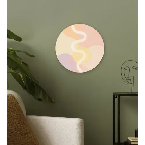 Golvende vormen - Abstract - pastel Wandcirkel plexiglas klein -sfeer3