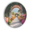 Doorkijk - Bloemen - Tropisch - Kleurrijk Akoestische PET Vilt - Rond klein -3d