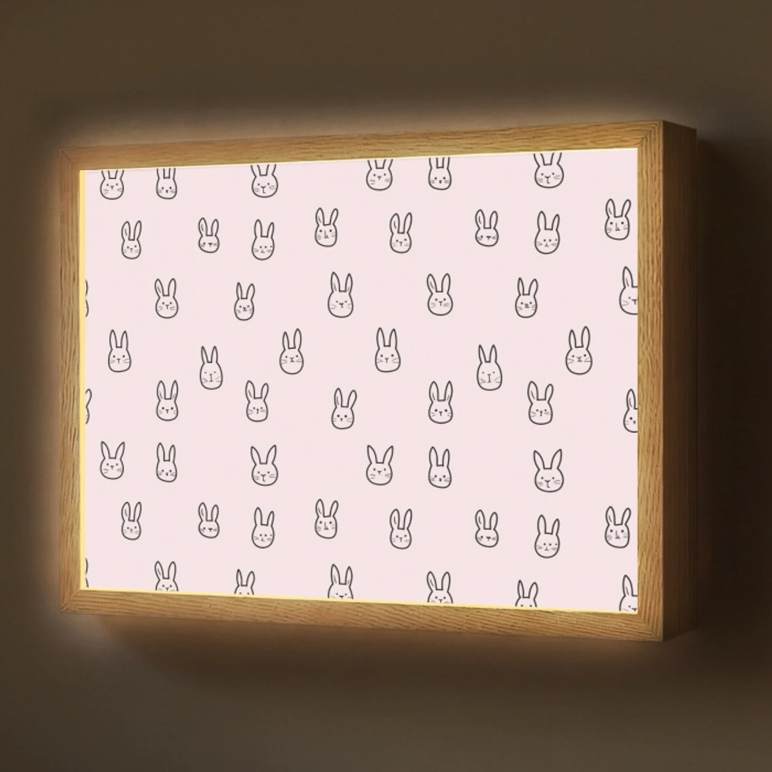 Konijnen - Minimalistisch - Roze Light Box met batterij (Wandlamp) middel 907 -z3d_website