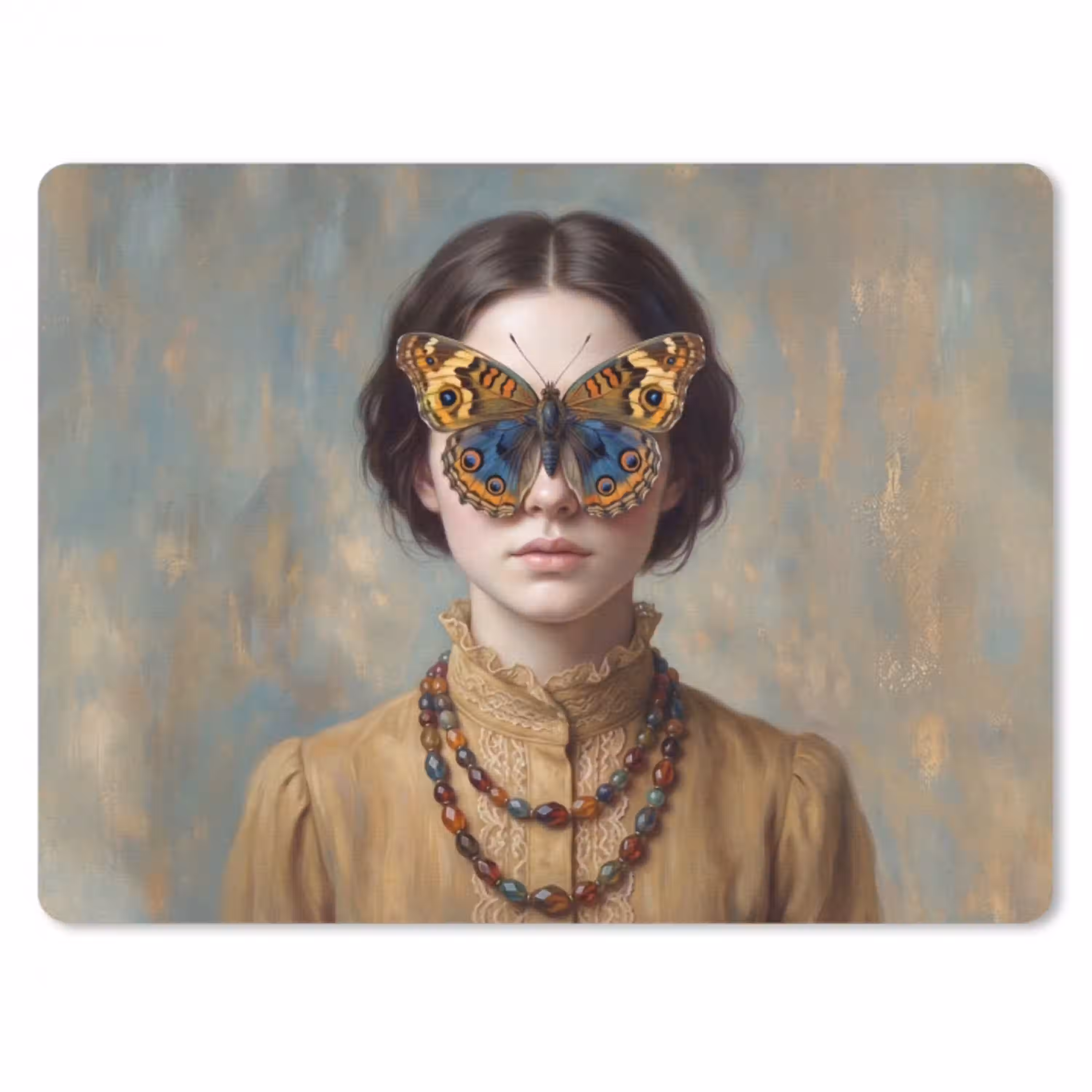 Portret - Vlinder - Kleurrijk muismat rubber klein -3d