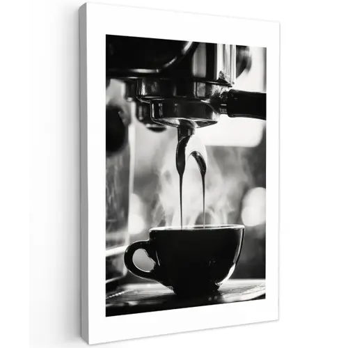 Coffee - Espresso - Koffiemachine - Kop Tuinposter op houten frame 2 cm dik klein -3d