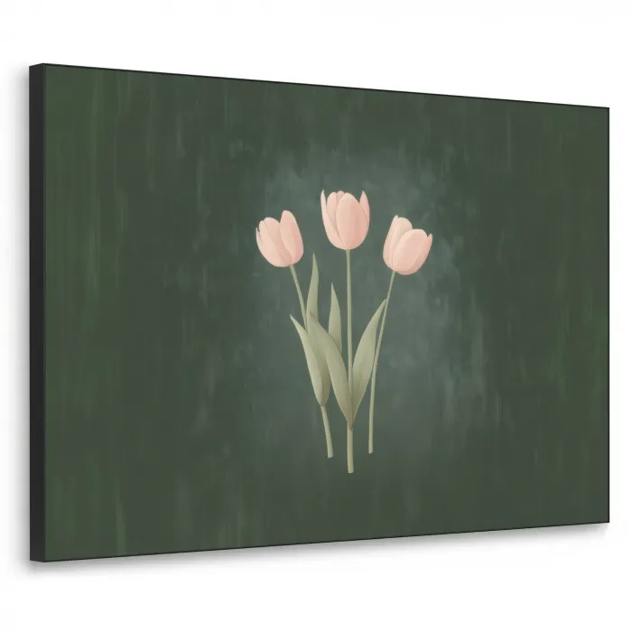 Tulpen - Liefde - Donkergroen Textielframe zwart klein -3d