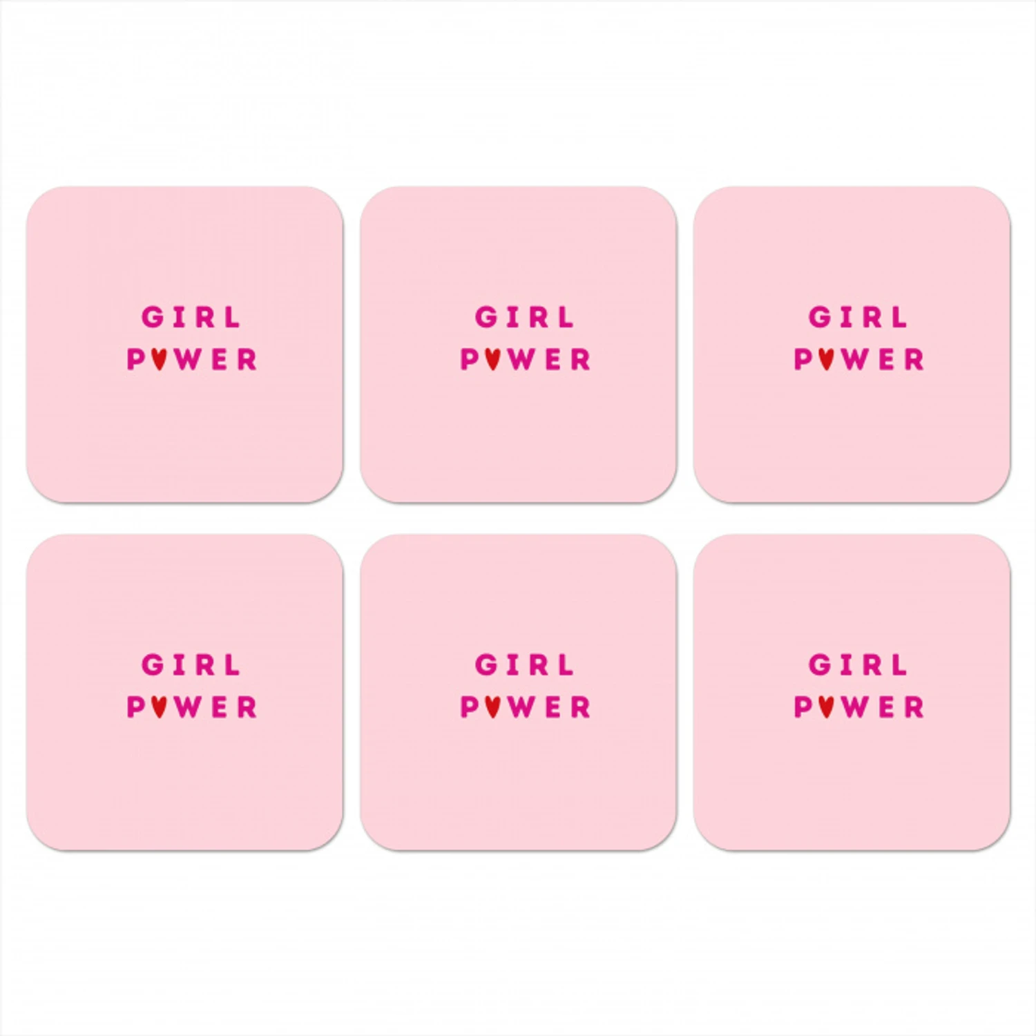 Girl power - Roze - Hartje onderzetter kurk middel -3d