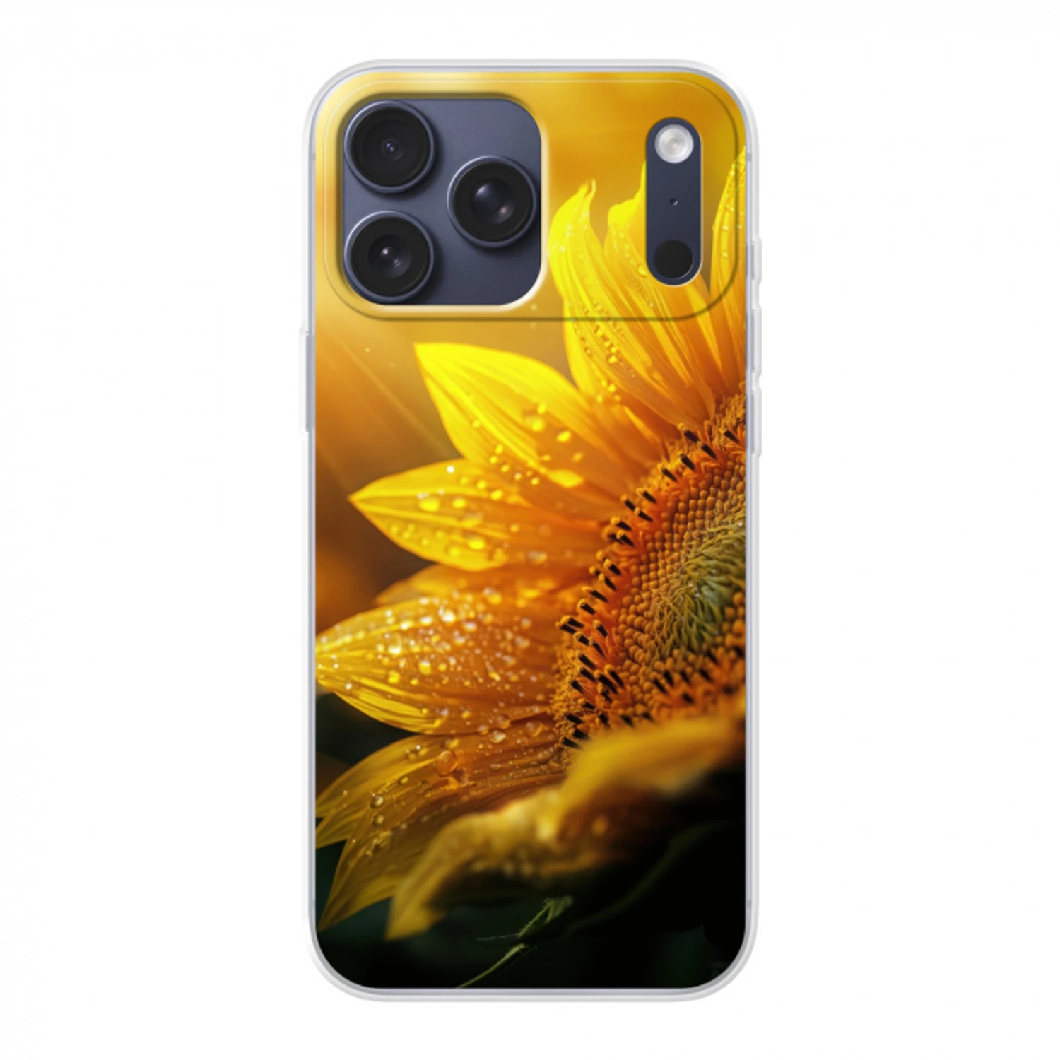 Zonnebloem - Dauwdruppels - Geel - Zonlicht Telefoonhoesje iPhone 17 Pro Max klein -3d
