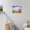 Bloemen - Wei - Paars - Gras - Wit - Wolken - Blauw tuinposter los doek klein -sfeer8