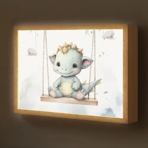 Draak - Baby dier - Kinderen Light Box met batterij (Wandlamp kind) middel -z3d_website