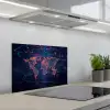 Wereldkaart - Futuristisch - Oranje keuken achterwand spatscherm klein -3d_schuin