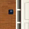 Blauwe bloemen - Modern Naambord Vierkant klein -sfeer3-XS