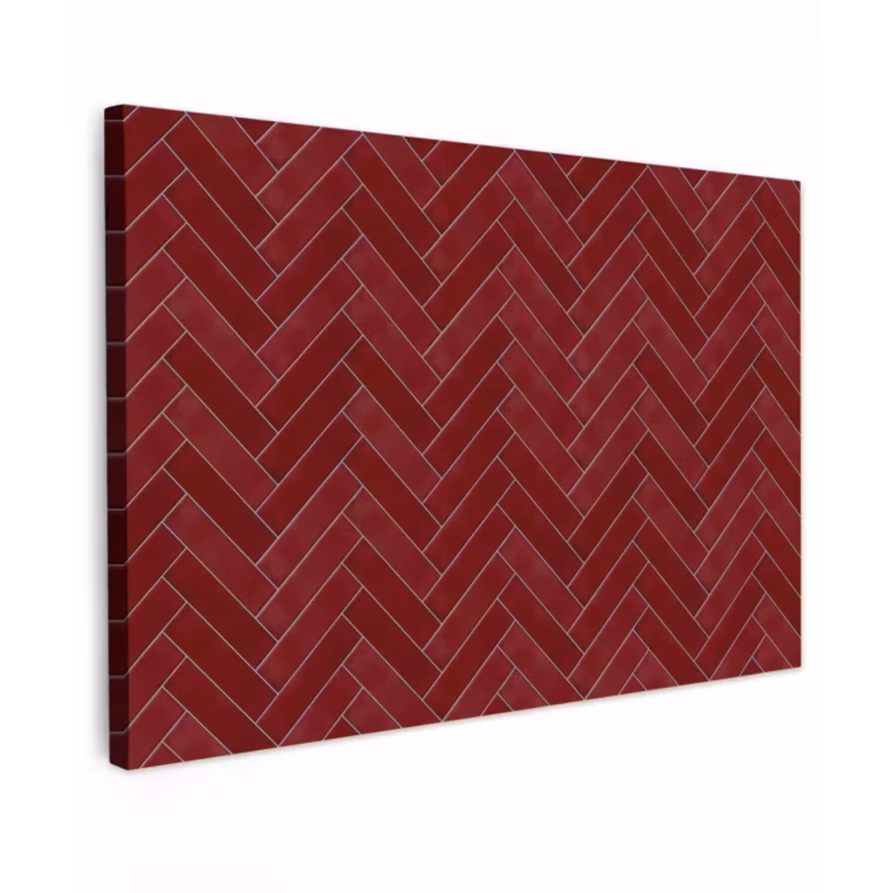 Visgraat - Wandtegel - Bordeaux - Rood Tuinposter op houten frame 2 cm dik klein 845 -3d