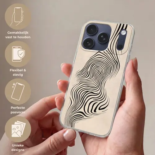 Lijnen - Abstract - Golvend - Zwart Telefoonhoesje iPhone 17 Pro klein -sfeer3_NL