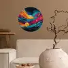 Banen - Golven - Kleurrijk - Abstract Wandcirkel behangsticker klein -sfeer1