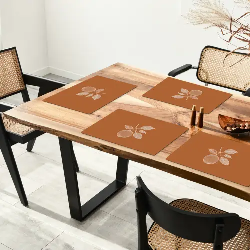 Sinaasappel - Getekend - Bladeren - Bruin Placemat vinyl groot -zzsfeer4_Kitchenyeah-website