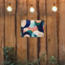 Abstract - Blauw - Roze tuinposter los doek klein -sfeer1
