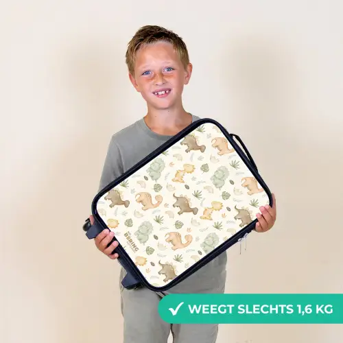 Dino patroon in pastelkleuren Kinderkoffer - Zwart klein -sfeer4_NL