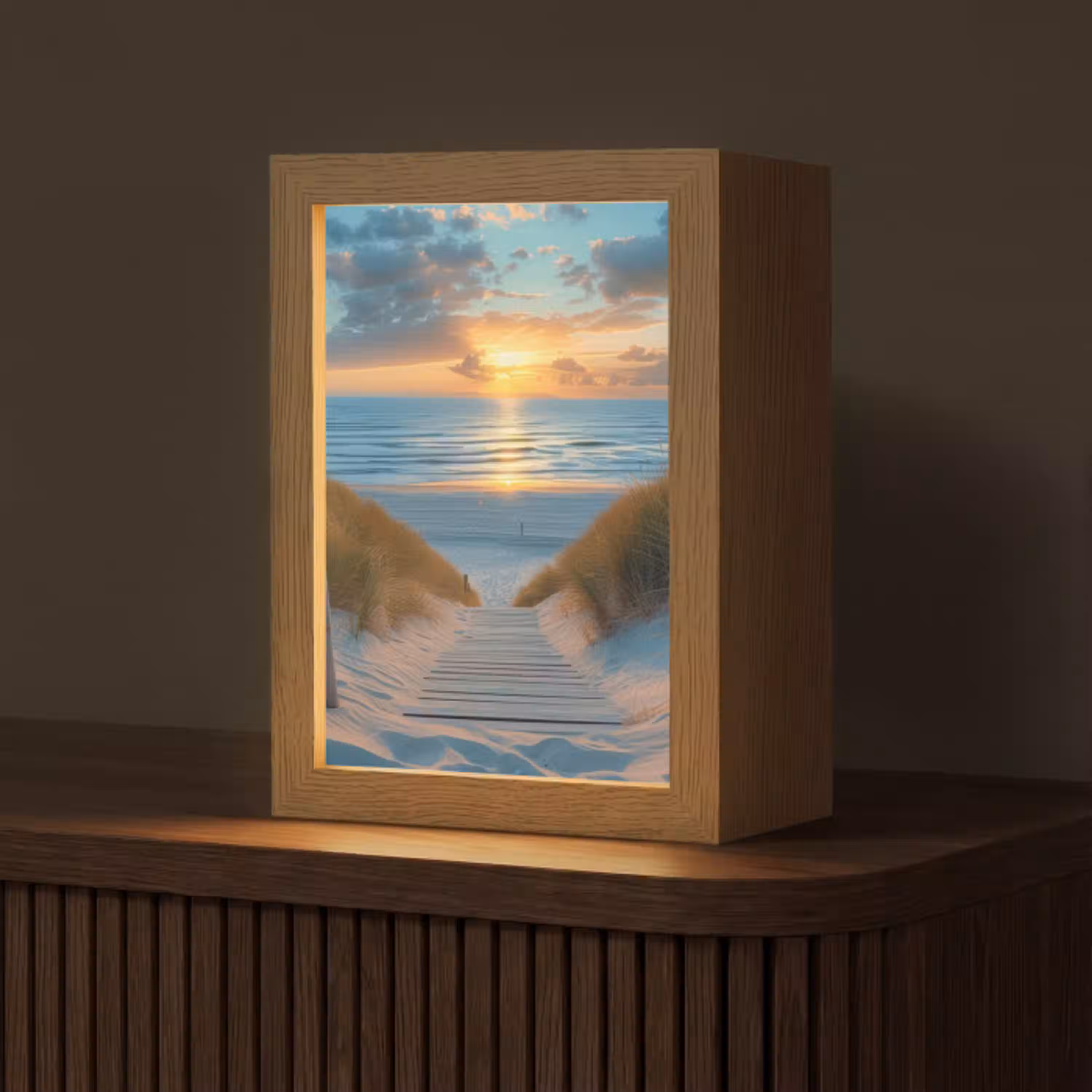 Zonsondergang - Strand - Zomer - Landschap Light Box met kabel (Tafellamp) klein -z3d_website
