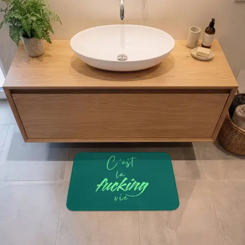 c'est la fucking vie - Groen - Handgeschreven Badmat klein -sfeer1